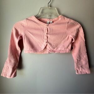 Janie and Jack Pink Button Down Cropped Caridgan